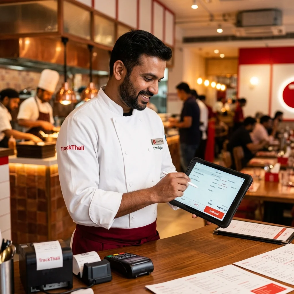 Restaurant management dashboard solving operations with chef using POS tablet